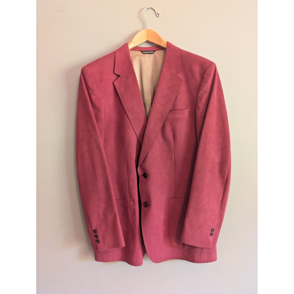 Vintage Halston Halsuede Blazer Red Union Made Liberty House Hawaii Sport Coat